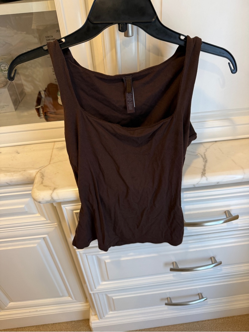 SKIMS Chocolate Brown Scoop Neck Tank Top